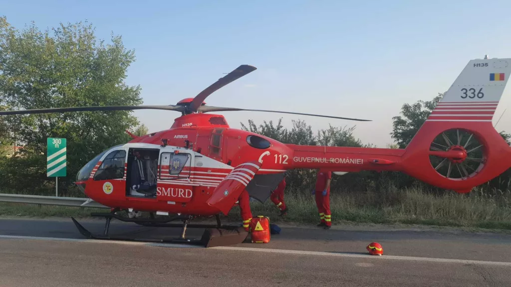 Circulație oprită pe Autostrada A1, pentru aterizarea unui elicopter SMURD