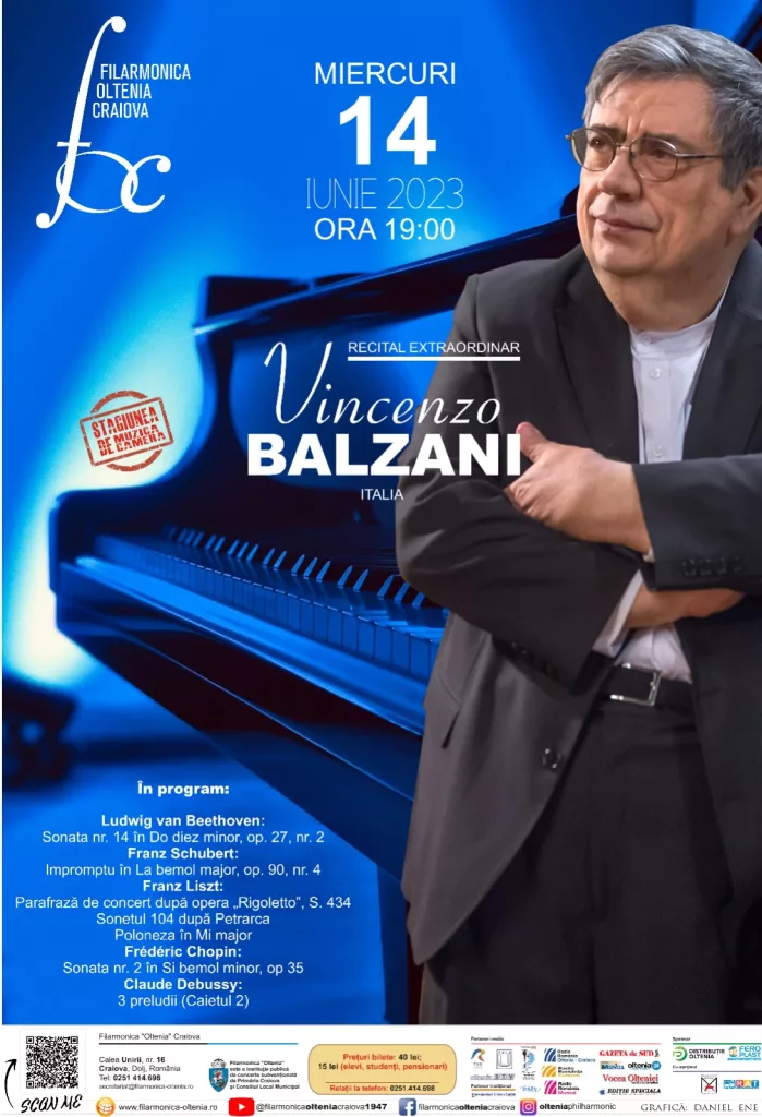 Recital extraordinar de pian, de la clasic la impresionism, La filarmonica Oltenia