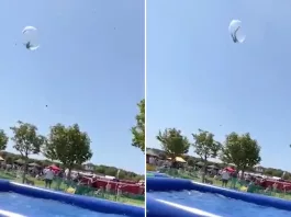 Momentul în care un băiat de 9 ani este aruncat în aer zeci de metri, într-o minge gonflabilă