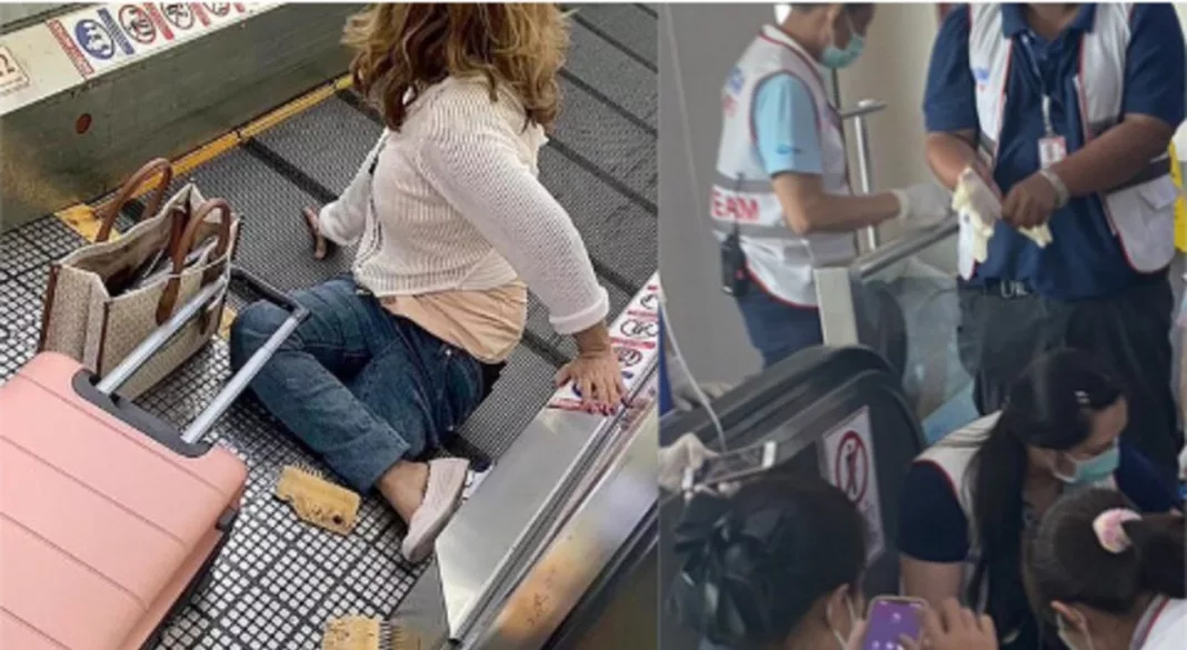 O femeie a rămas fără picior după ce și l-a prins în banda rulantă de pe aeroport