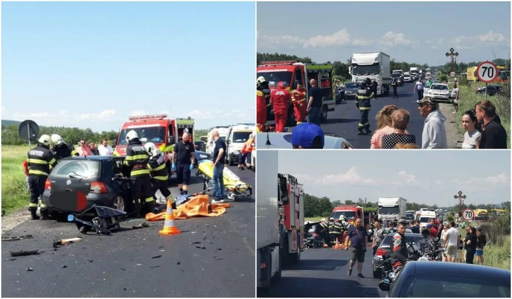 Cinci persoane rănite într-un grav accident rutier, printre care și un copil. A intervenit elicopterul SMURD