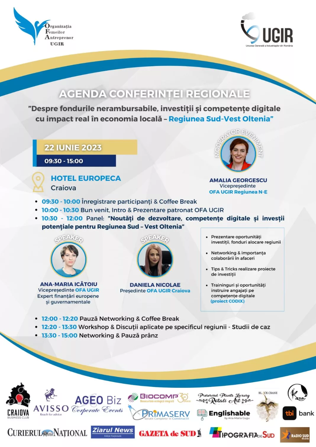 Organizaţia Femeilor Antreprenor din cadrul UGIR, dezbatere de interes major pentru regiunea Sud-Vest Oltenia