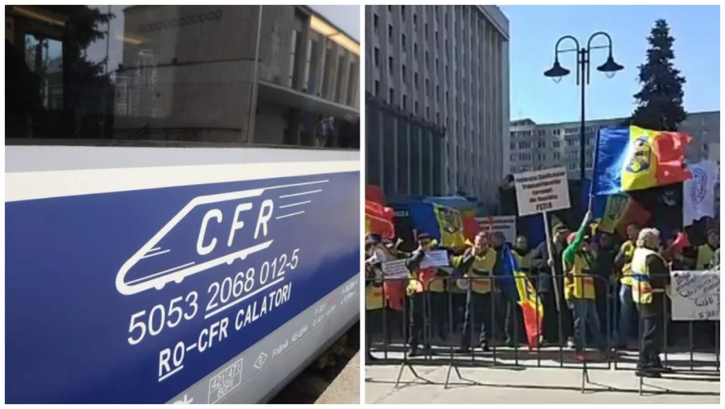 Angajații CFR protestează luni în fața Ministerului Transporturilor