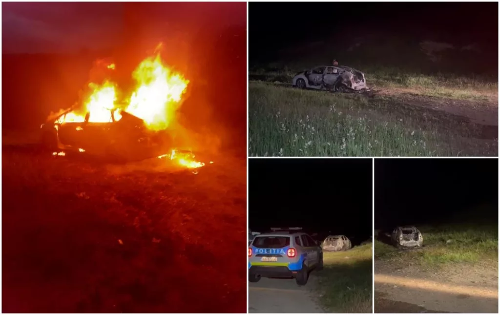Un trup carbonizat, găsit într-o mașină incendiată