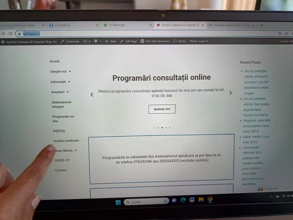 Programări online la Spitalul Județean Târgu Jiu pentru a evita canicula
