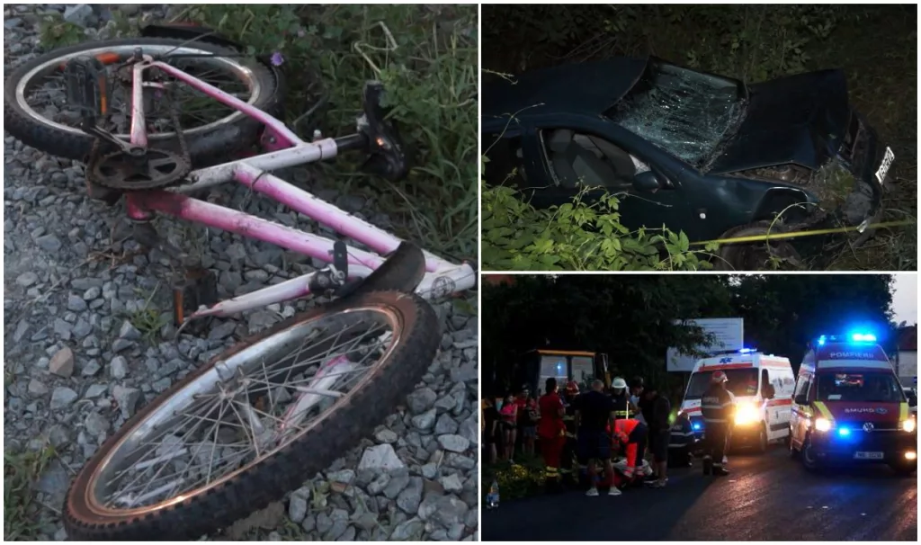 Două fetiţe pe biciclete, lovite de o şoferiţă pe marginea unui drum
