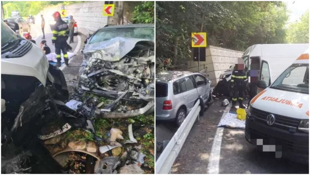 Patru răniţi după ce o maşină s-a ciocnit cu o dubiţă
