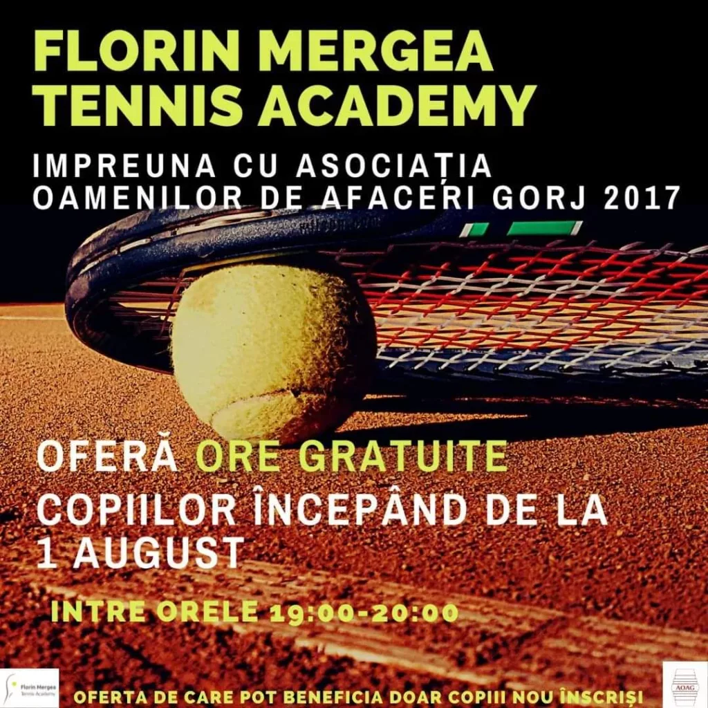 Gorj: Academia deținută de Florin Mergea oferă cursuri gratuite de inițiere în tenisul de câmp