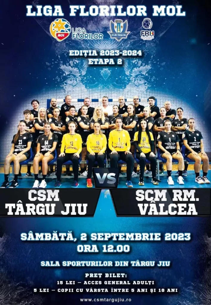 CSM Târgu Jiu – SCM Râmnicu Vâlcea – sâmbătă, 2 septembrie, ora 12.00, la Sala Sporturilor
