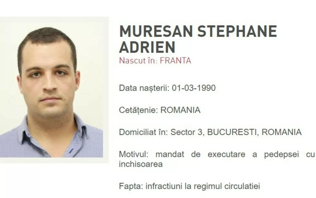 Fiul lui Sever Mureșan, dat în urmărire pentru a fi dus la puşcărie