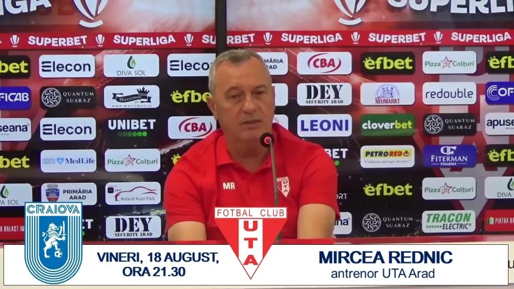 „U“ Craiova – UTA Arad | Mircea Rednic: „Au probleme“ (VIDEO)