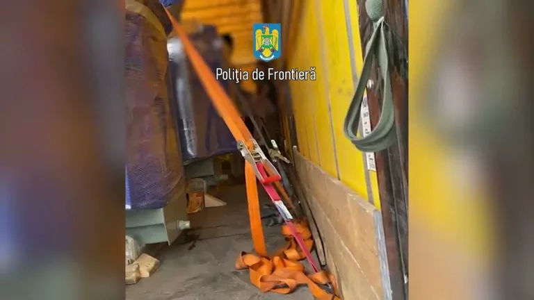 (VIDEO) 56 de migranți, ascunși printre paleţi cu vin şi pervazuri