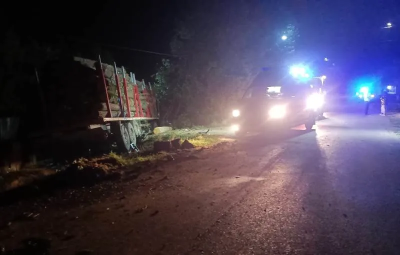 Un șofer a murit strivit de lemne după ce s-a răsturnat cu camionul