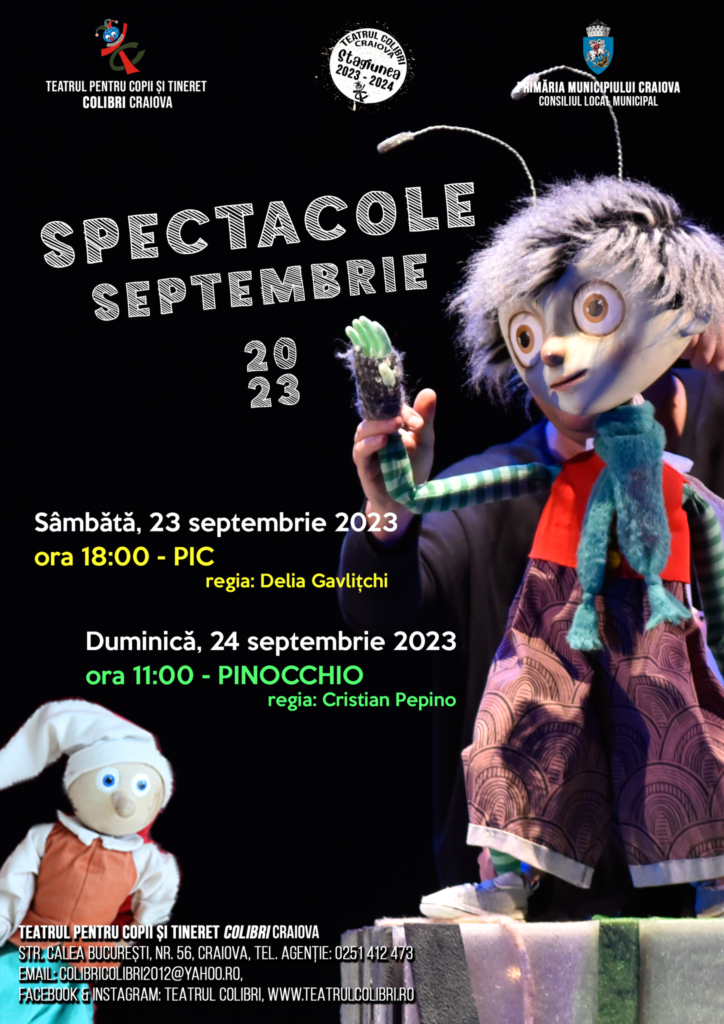 Week-end la Teatrul Colibri cu spectacolele „Pic“ și „Pinocchio“