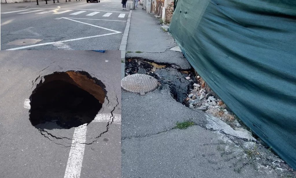 (FOTO) Din groapă în groapă. Alte găuri negre apărute pe străzile din Craiova