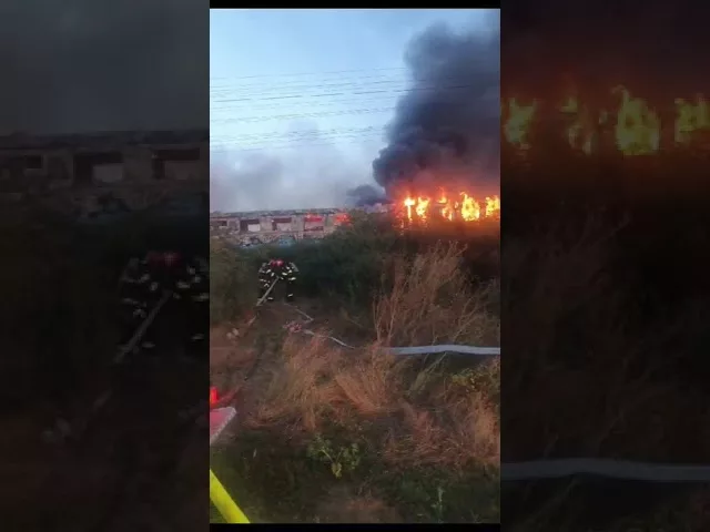 (VIDEO) Bihor: Incendiu la un tren de călător
