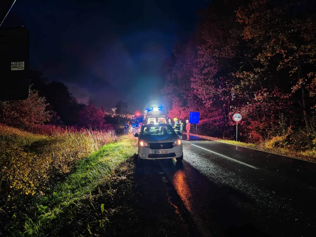 Un tânăr beat şi fără permis s-a răsturnat cu camioneta în şanț