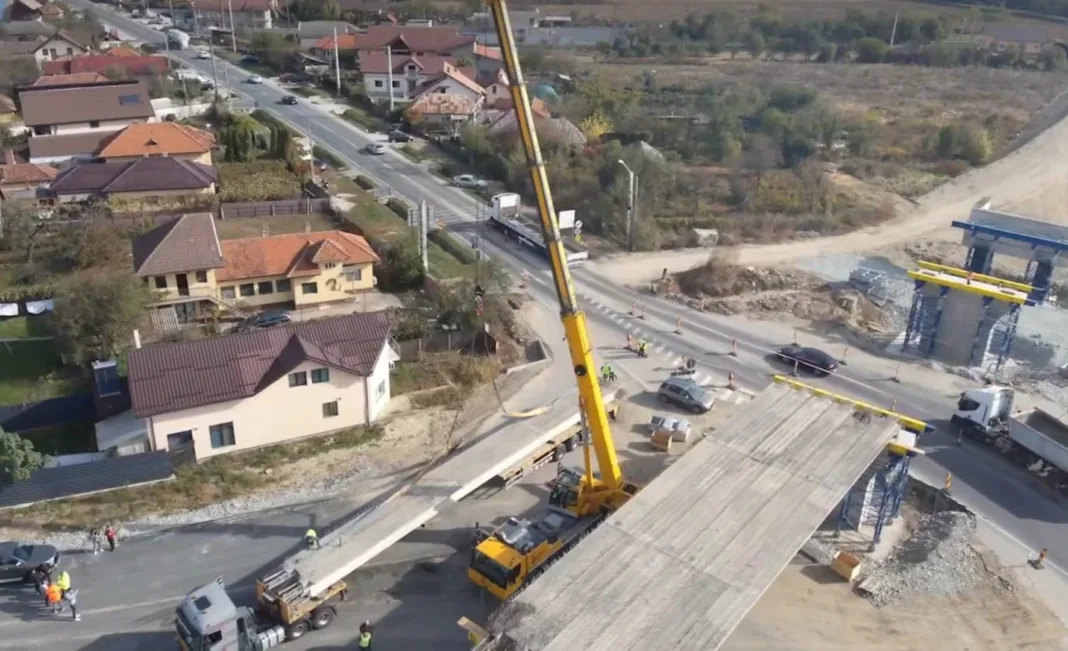 Târgu Jiu: Se lucrează la noul pasaj peste DN 66, în zona Romanești