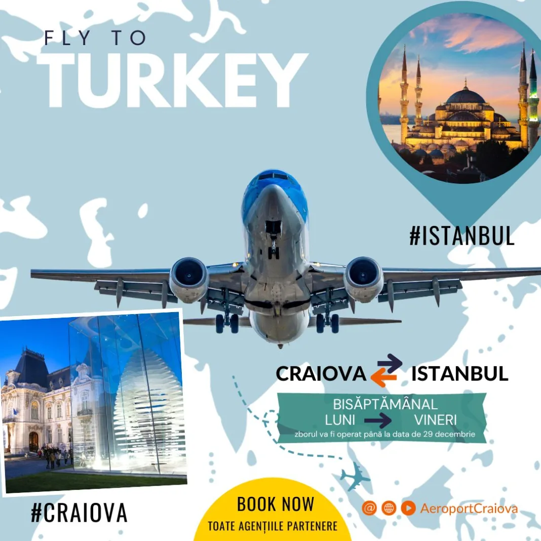 Zborul Craiova-Istanbul va fi valabil până la finalul lunii decembrie
