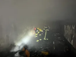 Incendiul se manifesta la una dintre camere și un hol