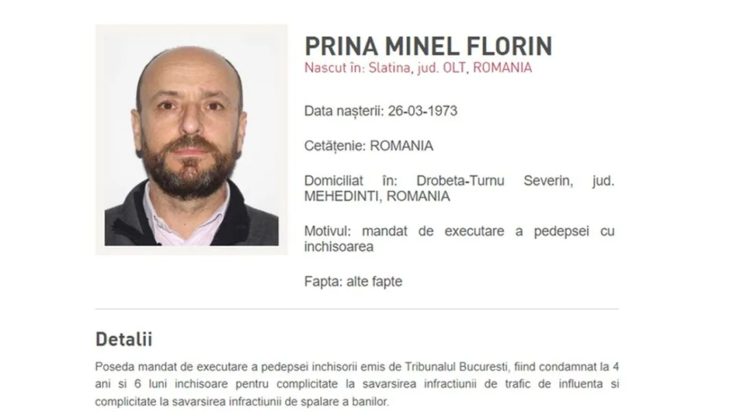 Minel Prina a fost condamnat la 4 ani şi 6 luni de închisoare de către Tribunalul Bucureşti