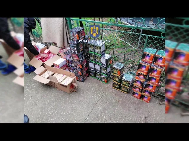 (VIDEO) Dolj: 270 kg de materiale pirotehnice, confiscate de poliţişti