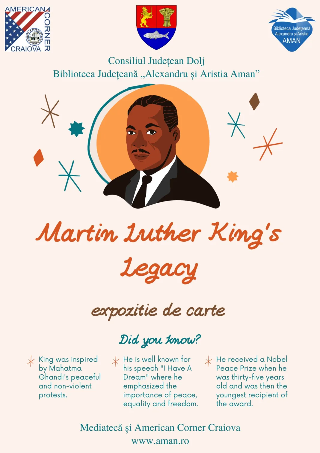 Craiova: Expoziție de cărți intitulată „Martin Luther King’s Legacy” la Aman