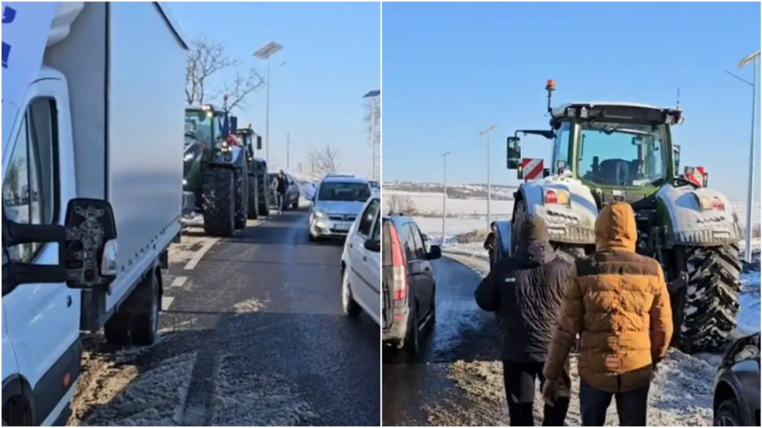 Protest masiv al transportatorilor şi fermierilor români