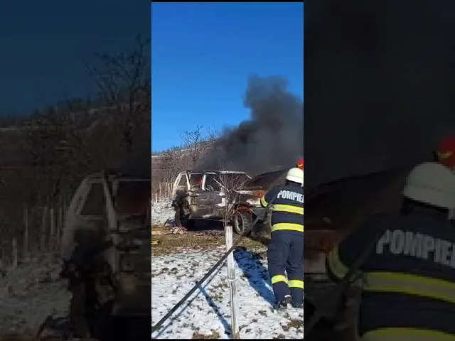 (VIDEO) Incendiu la un autoturism în Malovăț