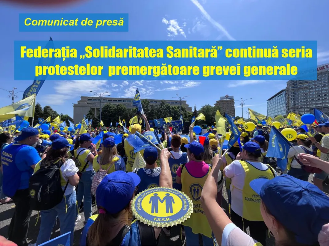 Federația „Solidaritatea Sanitară” din România (FSSR) continuă seria acțiunilor de avertizare, prealabile grevei generale