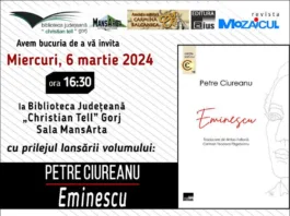 Lansarea volumului „Eminescu”, la Biblioteca Județeană „Christian Tell”