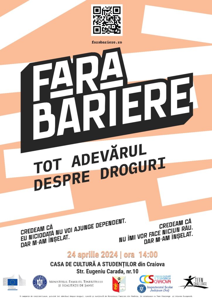 Evenimentul „Fără bariere – Tot adevărul despre droguri” la CSS Craiova