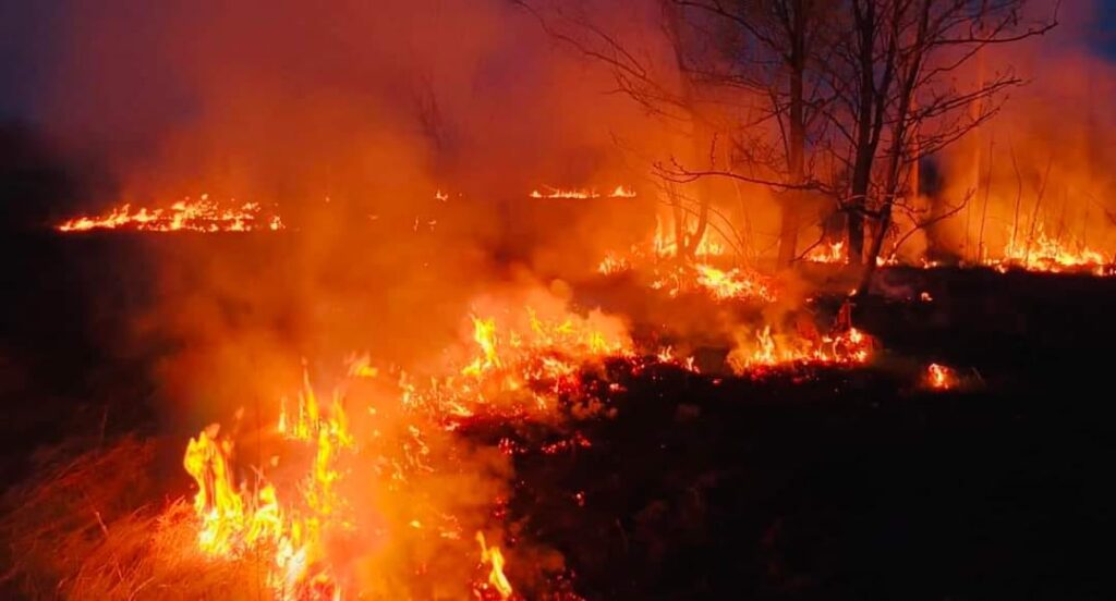 Incendiu puternic la Runcu