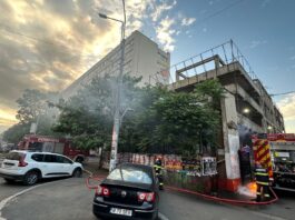 Incendiu la o clădire de lângă Club Dinamo, în București. S-a manifestat cu degajări mari de fum