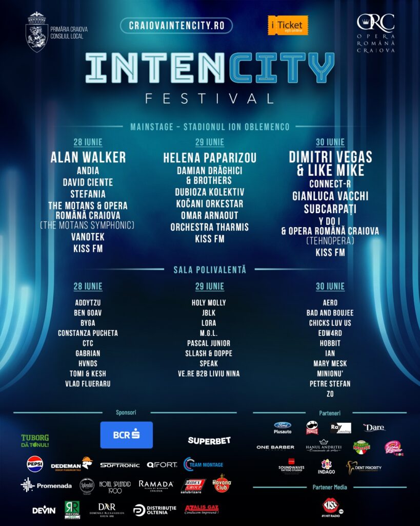 Staruri internaționale și naționale la Festivalul  IntenCity Craiova 2024