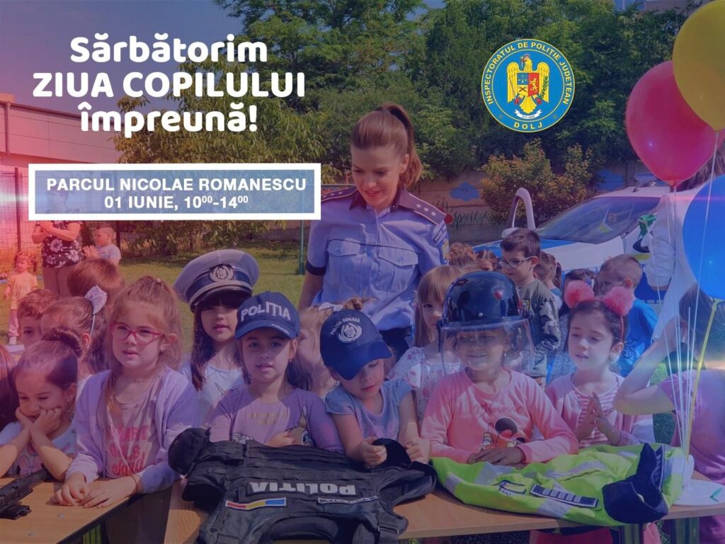 Craiova: Polițiștii sărbătoresc Ziua Copilului alături de micuți în Parcul Romanescu