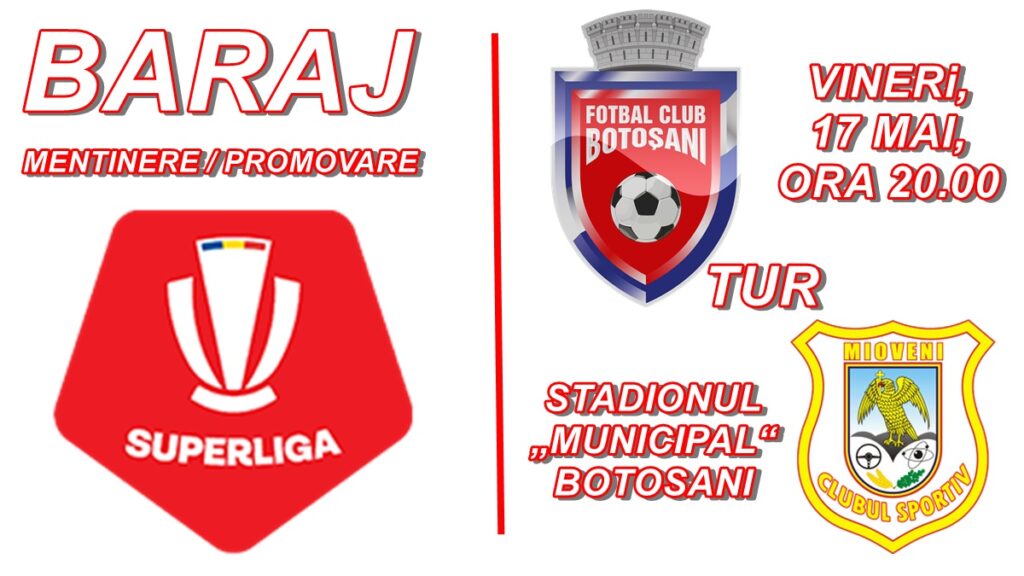 FC Botoșani – CS Mioveni, primul baraj de menținere / promovare