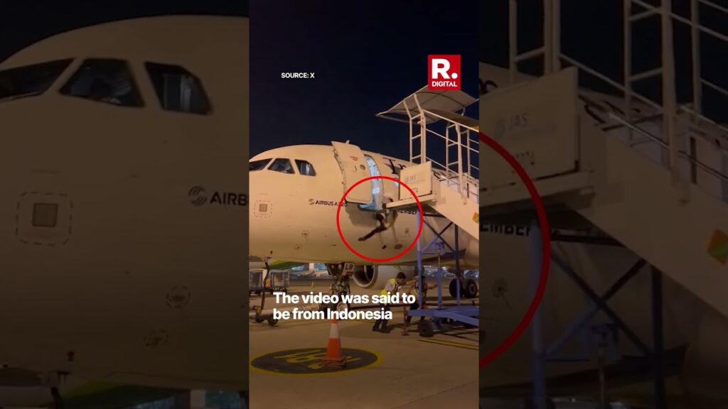 (VIDEO) Un bărbat a căzut din avion după ce doi colegi i-au tras scara de sub picioare