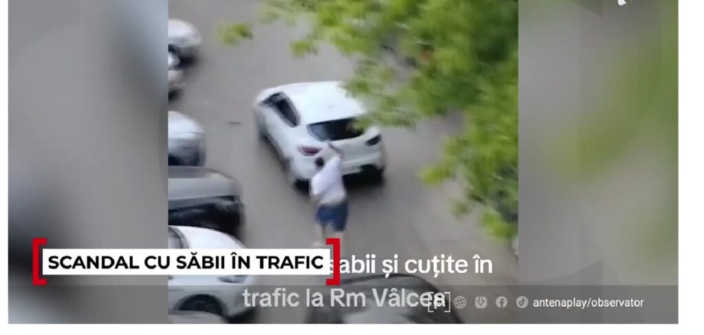Scandal cu săbii într-o parcare din Vâlcea