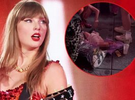 Un fan Taylor Swift, și-a lăsat copilul întins pe jos în arena din Paris