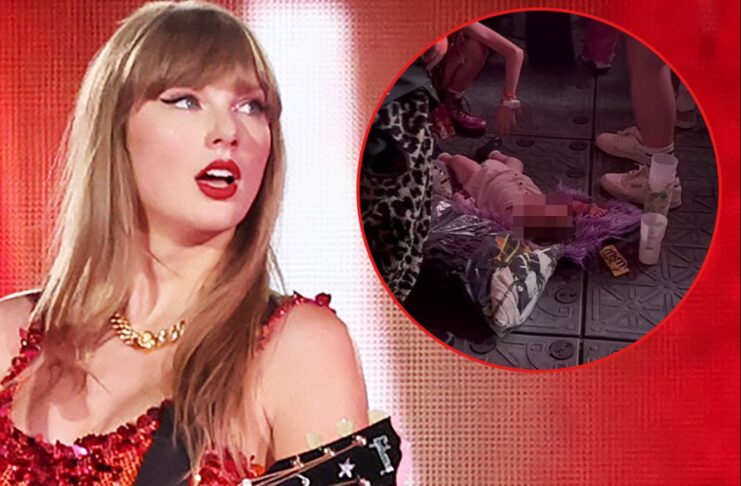 Un fan Taylor Swift, și-a lăsat copilul întins pe jos în arena din Paris