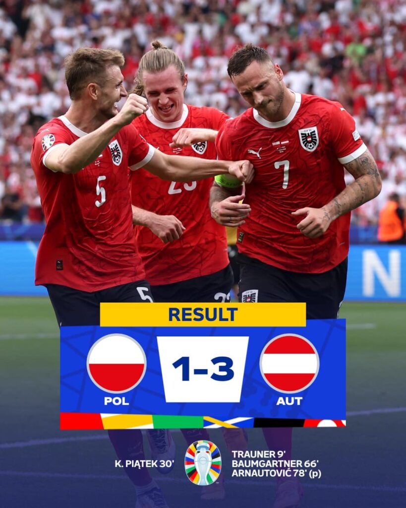 EURO 2024 | Austria, victorioasă în faţa Poloniei