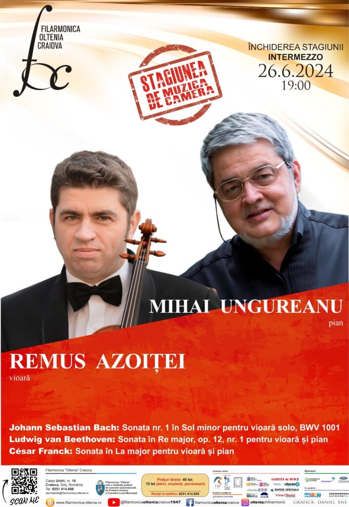 Filarmonica Oltenia Craiova: Recital extraordinar Remus Azoiței și Mihai Ungureanu