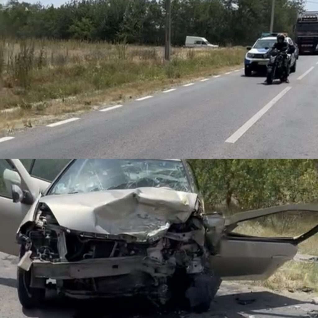 (UPDATE)(VIDEO) Dolj: Trafic blocat pe DN 55. Coliziune între două autoturisme.