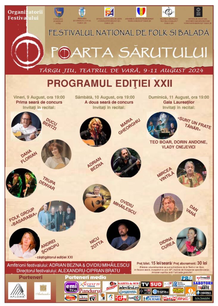 A XXII-a ediție a Festivalului Național de Folk și Baladă „Poarta Sărutului”