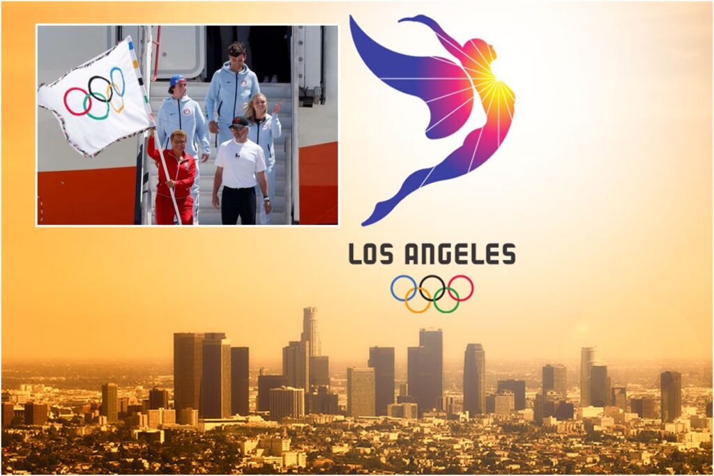 JO 2024 / Drapelul olimpic a sosit la Los Angeles. Americanii speră să rezolve punctele nevralgice