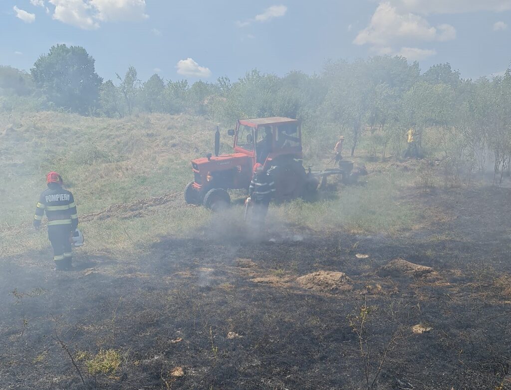 Vâlcea: Persoană cu arsuri de gradul I, în urma unui incendiu de vegetație uscată