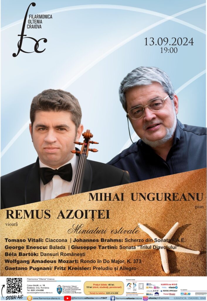 Concert cameral de virtuozitate la Filarmonica Oltenia Craiova