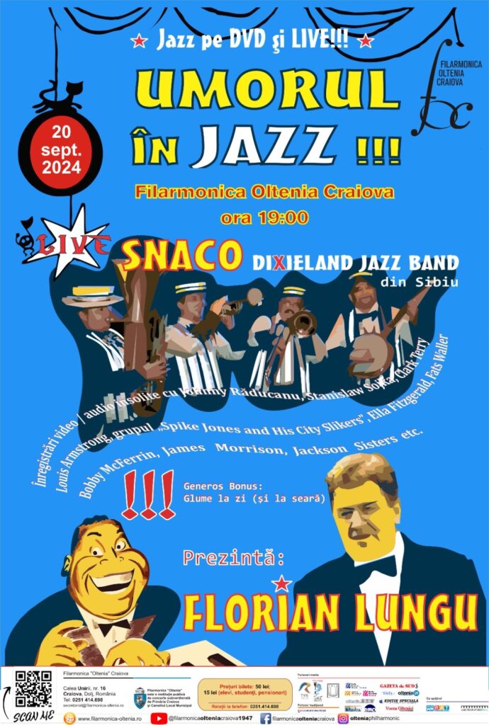 „Umorul în jazz!“, spectacol unic la Filarmonica Oltenia Craiova