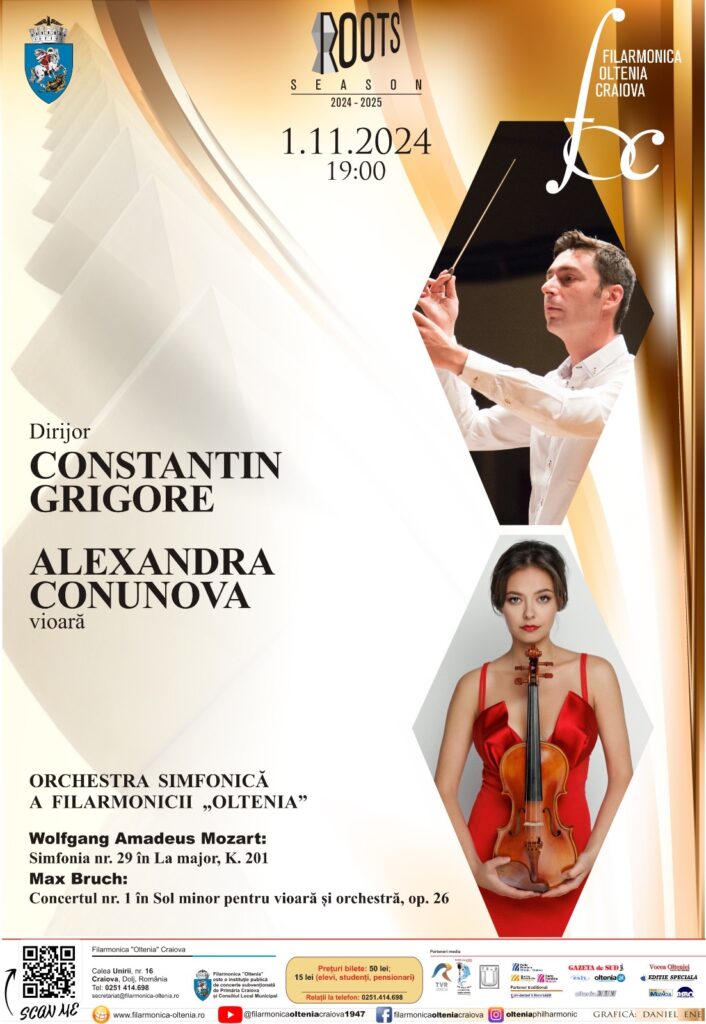 Filarmonica Oltenia prezintă farmecul viorii și forța simfonică